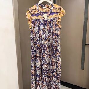 Mittoshop Blue and Pink Flutter Sleeve Sundress